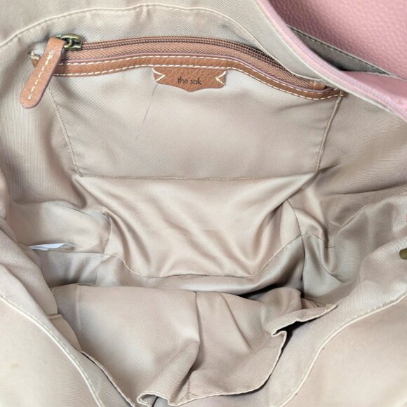 The Sak Pink Pebbled Leather Bolinas Stitched Satchel Tote Bag - Picture 8 of 9